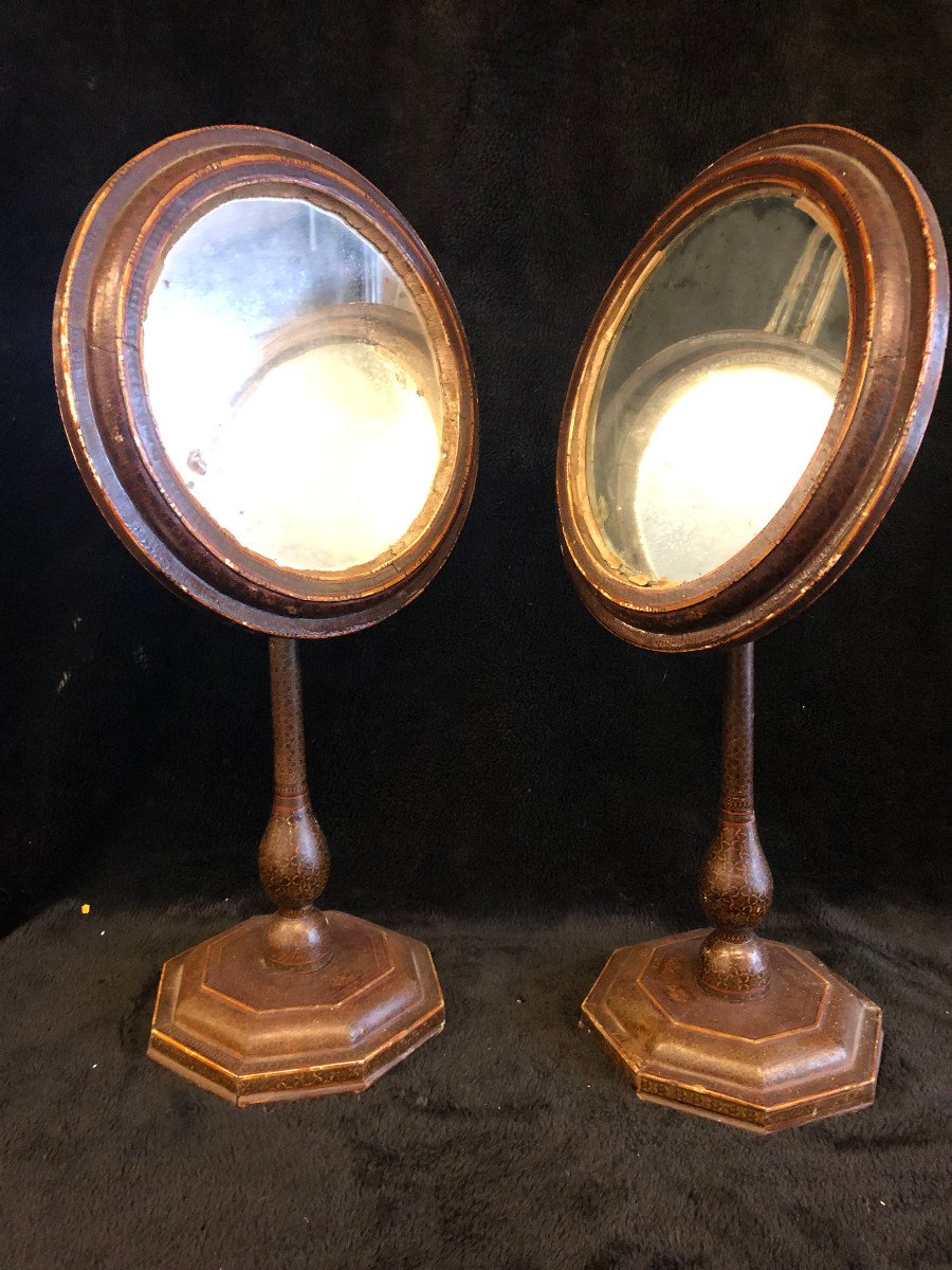 Pair Of Barber Mirrors - Syrian Work Late Nineteenth